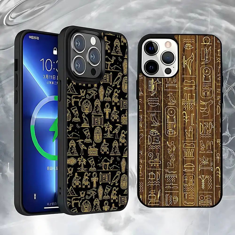 

Ancient Egyptian Hieroglyphs Case For iPhone 17,16,15,14,13,12,11,Pro,Max,Plus,Mini,SE4,E Magnetic Magsafe Wireless Charging