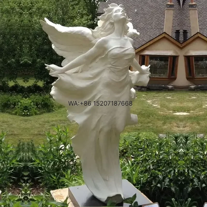 Wmwmnu for YOUFINE Custom Life Size Large Outdoor Handcarved Marble Garden Sculpture Angel Winged Statue for Sale Wholesale