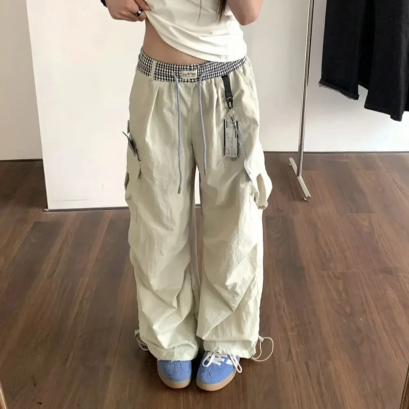 Y2K جماليات السراويل البضائع النساء خمر عادية المتضخم بنطال ذو قصة أرجل واسعة صيف جديد الشارع الشهير فضفاض الرقص بنطلون كل مباراة