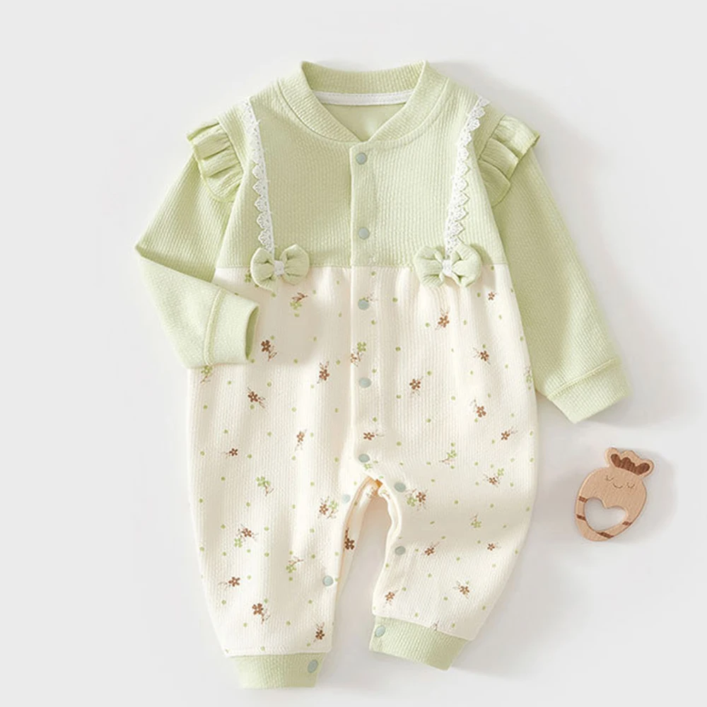 Baby Girl Autumn Clothes Floral Bow Spring Autumn Newborn Romper Christmas 1st Birthday Baby Jumpsuit