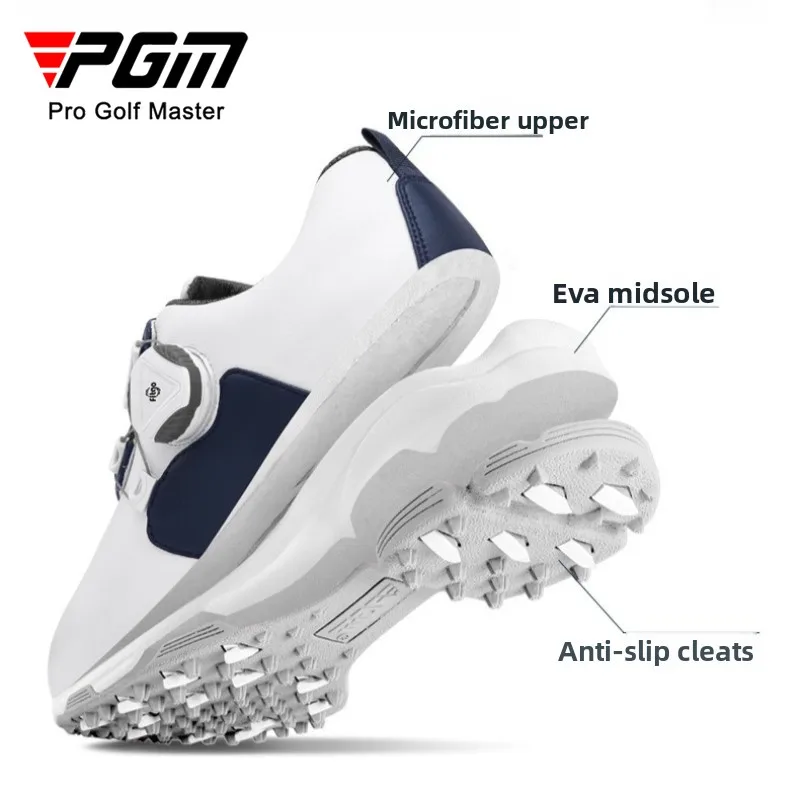 PGM Waterproof Golf Shoes for Kids with Rotating Cleats Sports Footwear XZ211