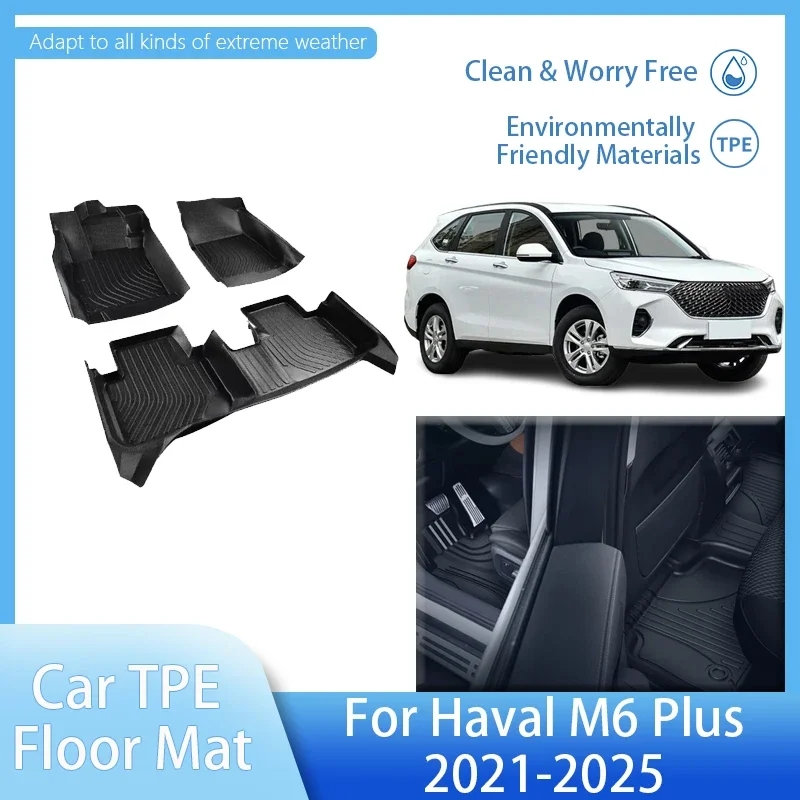 

LHD Auto Floor Mat For Haval M6 Plus Accessories MK2 2021 2022 2023 2024 2025 Cargo Liner TPE Rug Foot Pads Protective Pad Tools