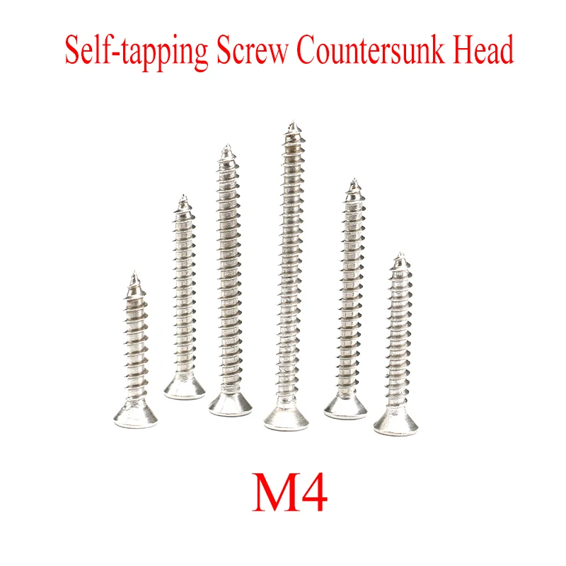 50PCS Countersunk Self Tapping M4 Screw Small Stainless Steel For Model RC Drone RC Plane Helicopter Boat