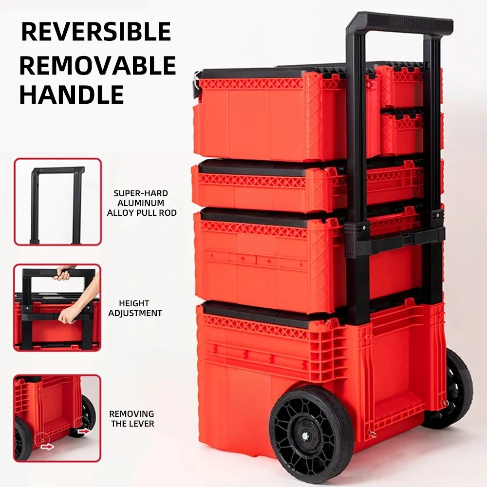 2026 Industrial toolbox 6-layer stacked combination storage box Multifunctional electric hardware trolley case with wheels