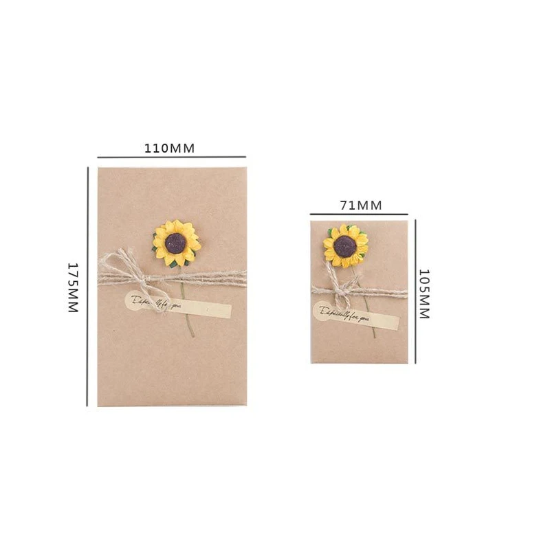 5pcs Mini Envelope Vintage DIY Kraft Paper Invitation Greeting Card with Fashion Handmade Dry Flower Wedding Favors Party Gift