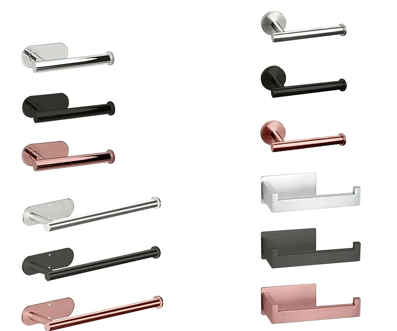 

Stainless Steel Paper Towel Holder - No Drill Wall Mount Kitchen Organizer, Black Metal Roll Dispenser for Bathroom Countertop