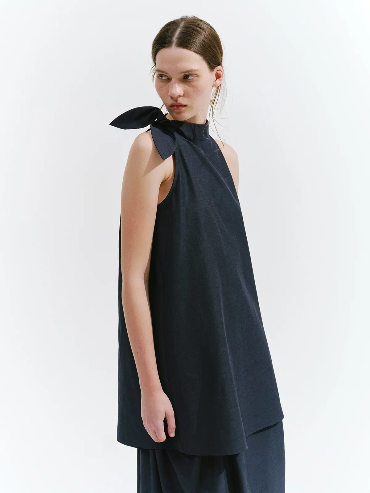 

REWEAR Matte Paper Feel Lyocell Cotton Loose oulder ter Top High Waist Skirt Set Women's Faion Artistic Sle Summer O...