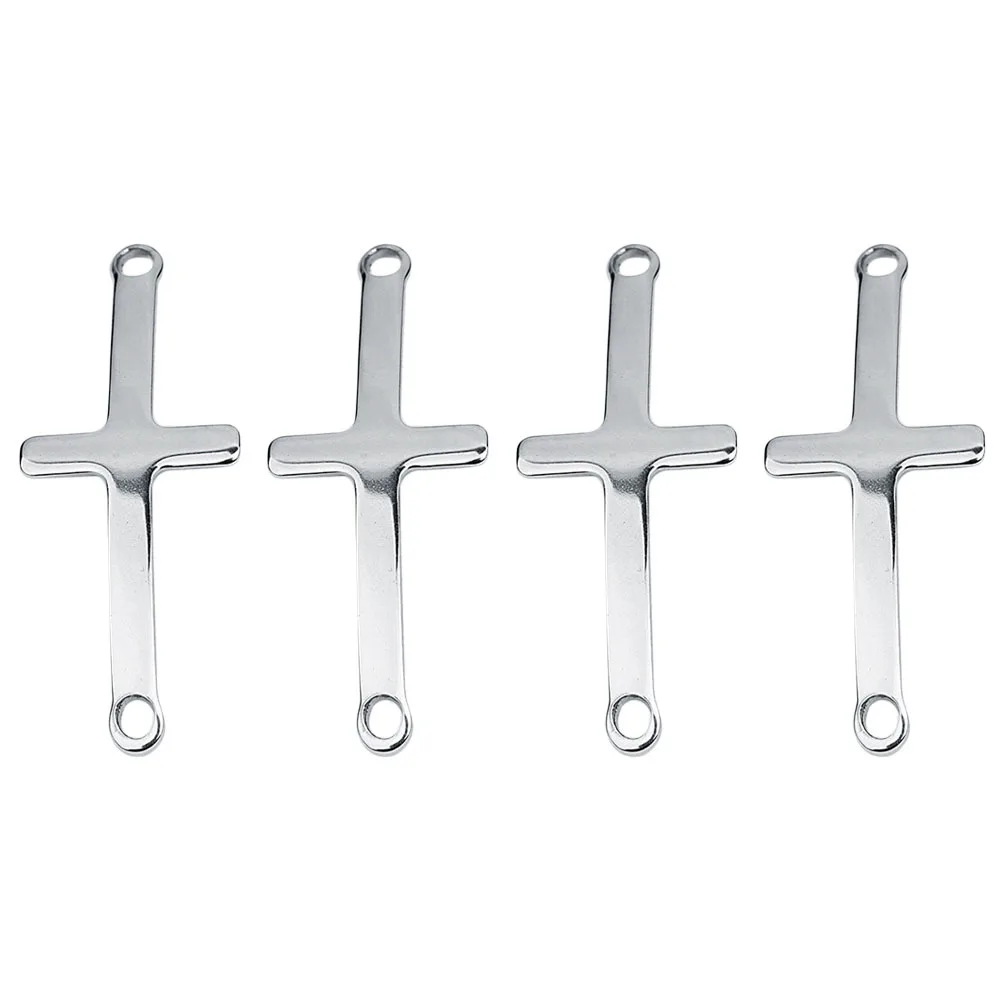 

10pcs Cross Pendant Stainless Steel Diy Jewelry Making Accessories For Necklace Bracelet Keychain Craft Projects Silver