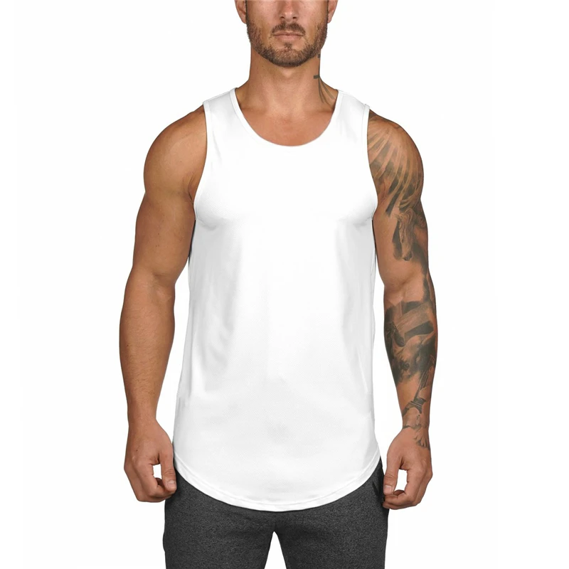 Quick Dry Running Vest Men Plain Summer Mesh Sleeveless Gym Workout Tank Top Breathable Fitness Bodybuilding Shirt weightlifting