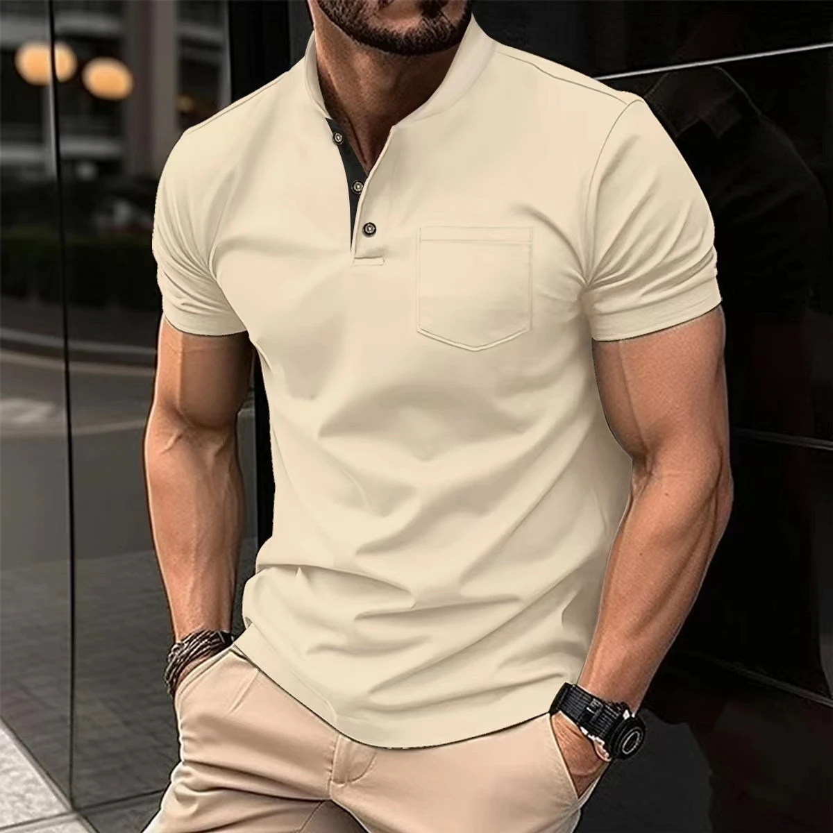 Men's fashion summer new high quality POLO T-shirt Casual cotton breathable top lapel short sleeve office comfort T-shirt