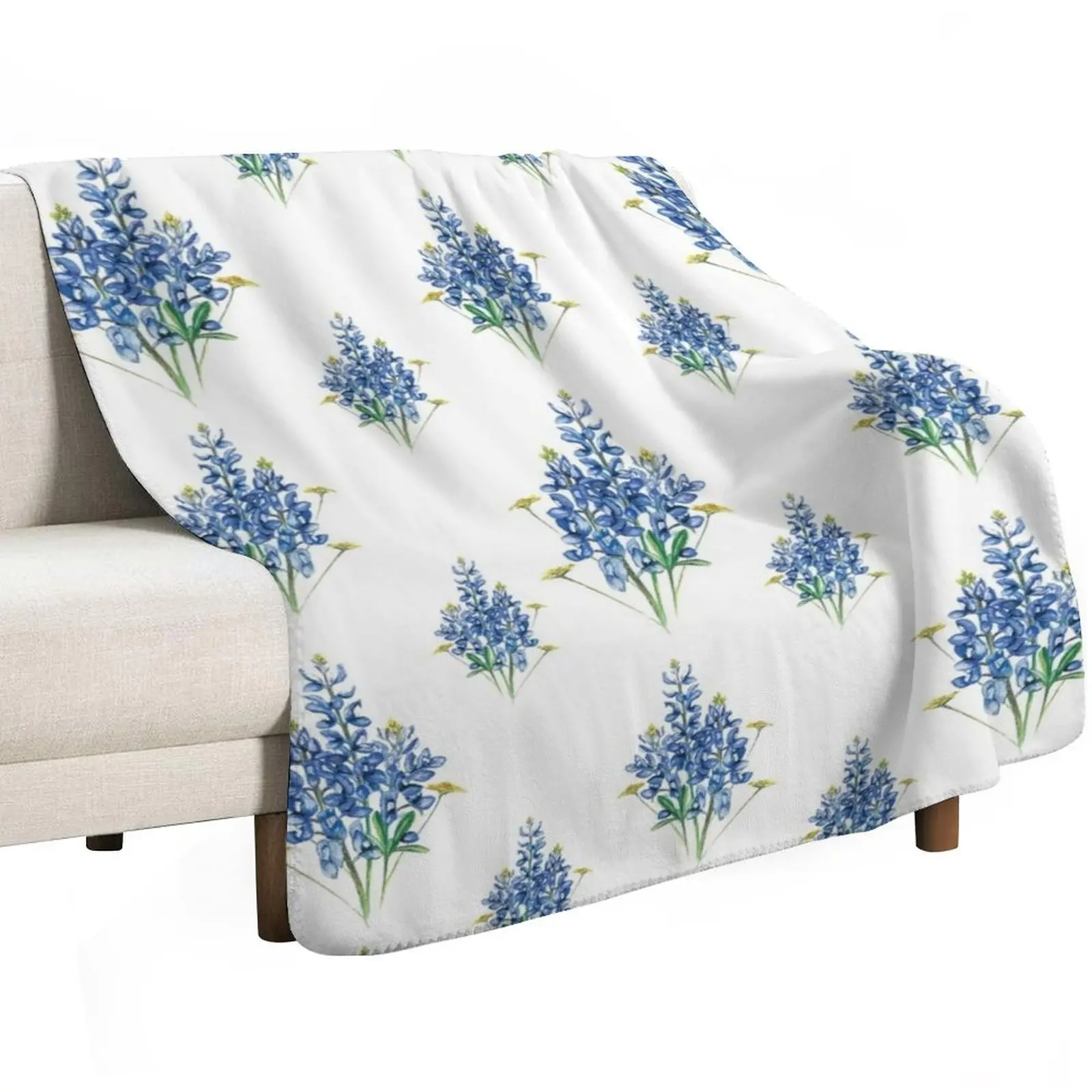 Bluebonnets and Wildflowers Pattern Throw Blanket Luxury Designer sofa bed Bed Cute Plaid blankets ands Blankets