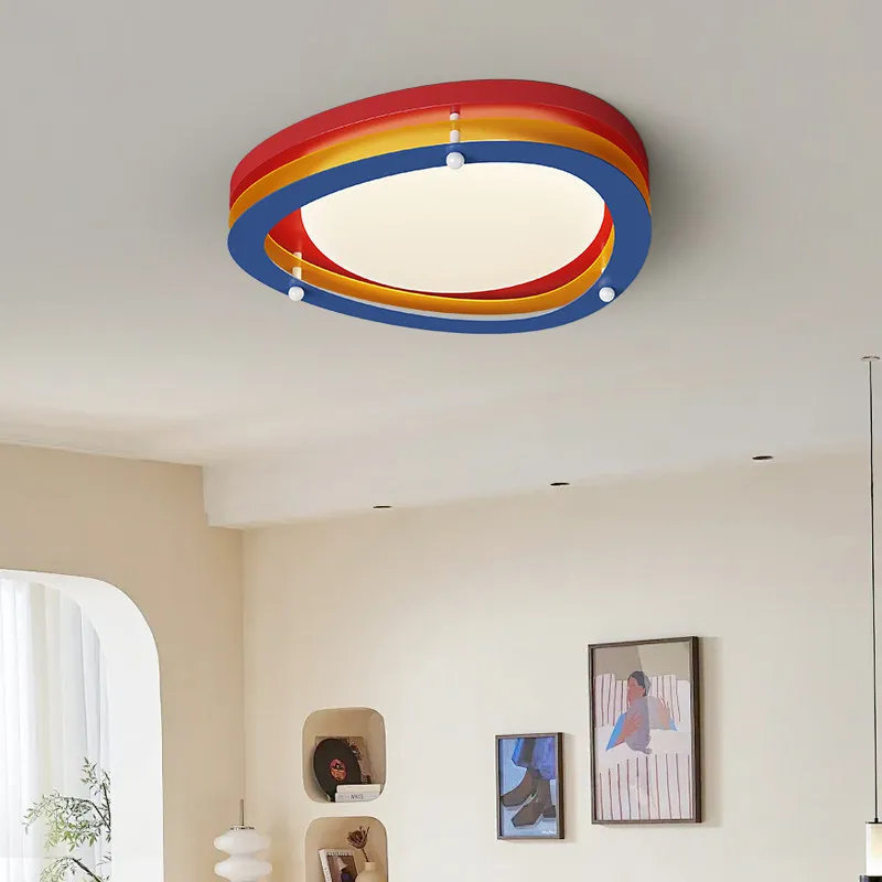 2025 new cute cartoon color living room bedroom chandelier eye protection children's room study macaron decorative lamp