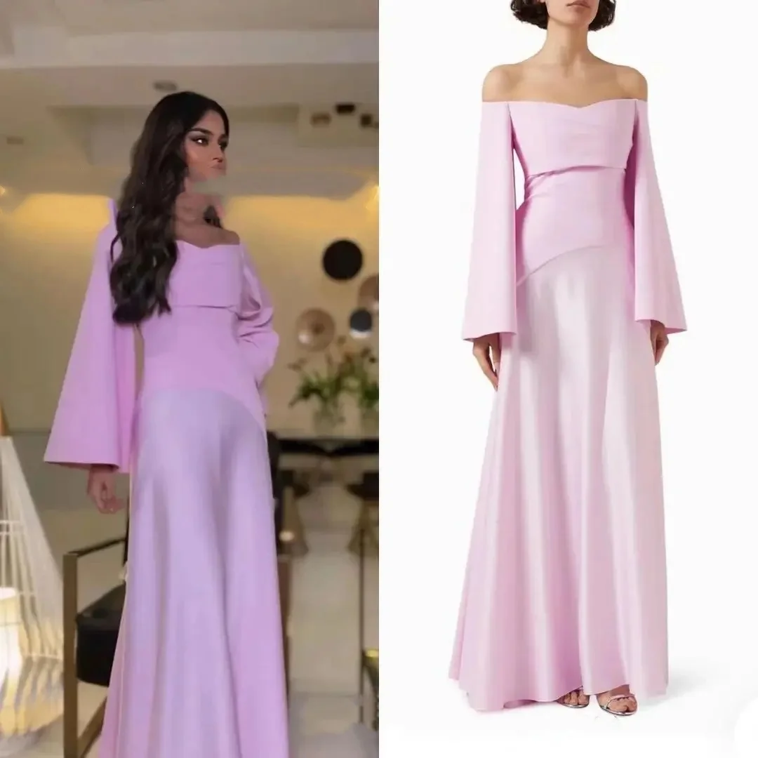 Robe de soirée rose élégante pour femmes, longueur de rinçage, robe de Rhformelle saoudienne, robe de soirée de mariage, 2024