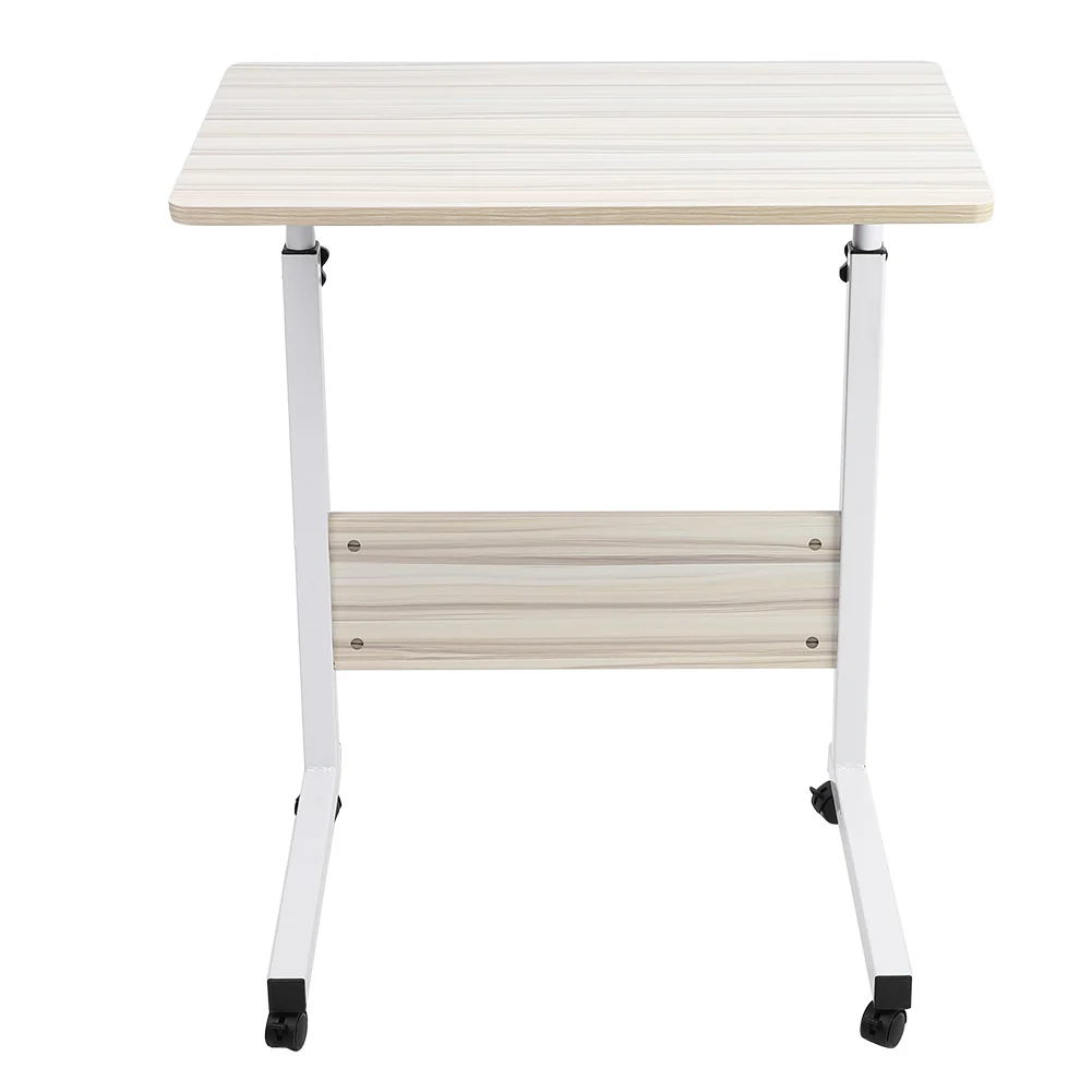 Portable Adjustable Height Laptop Computer Stand Desk Bed Side Reading Table(white maple)