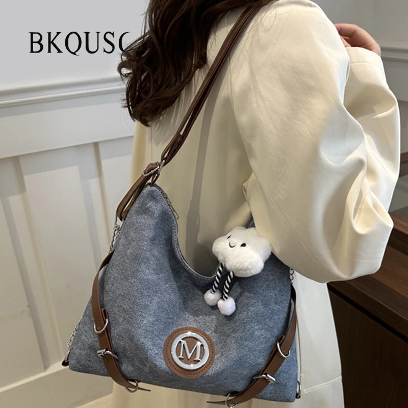 

Large M Logo Denim Tote Backpack Multi-function Shoulder Bag/ Crossbody Bags/ Handbag/ Backpacks 4in1 Elegant Women's Tote Bags