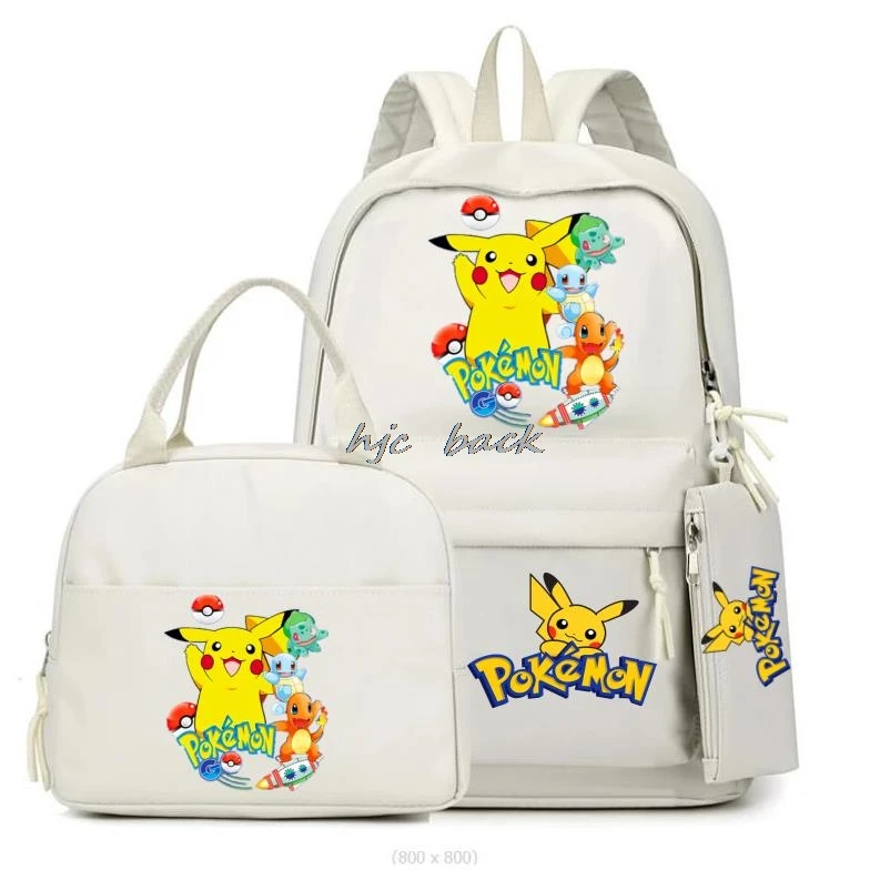 3Pcs MINISO Set Pikachu pokragon zaino Outdoor Sport zainetto capacità zaino da viaggio per Laptop zaino a tracolla Unisex Casual