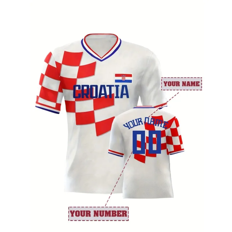 

Customized Name And Number Men's Football Jersey Croatia Soccer Jersey Comfortable Sports Top Short Sleeve Casual T-Shirts