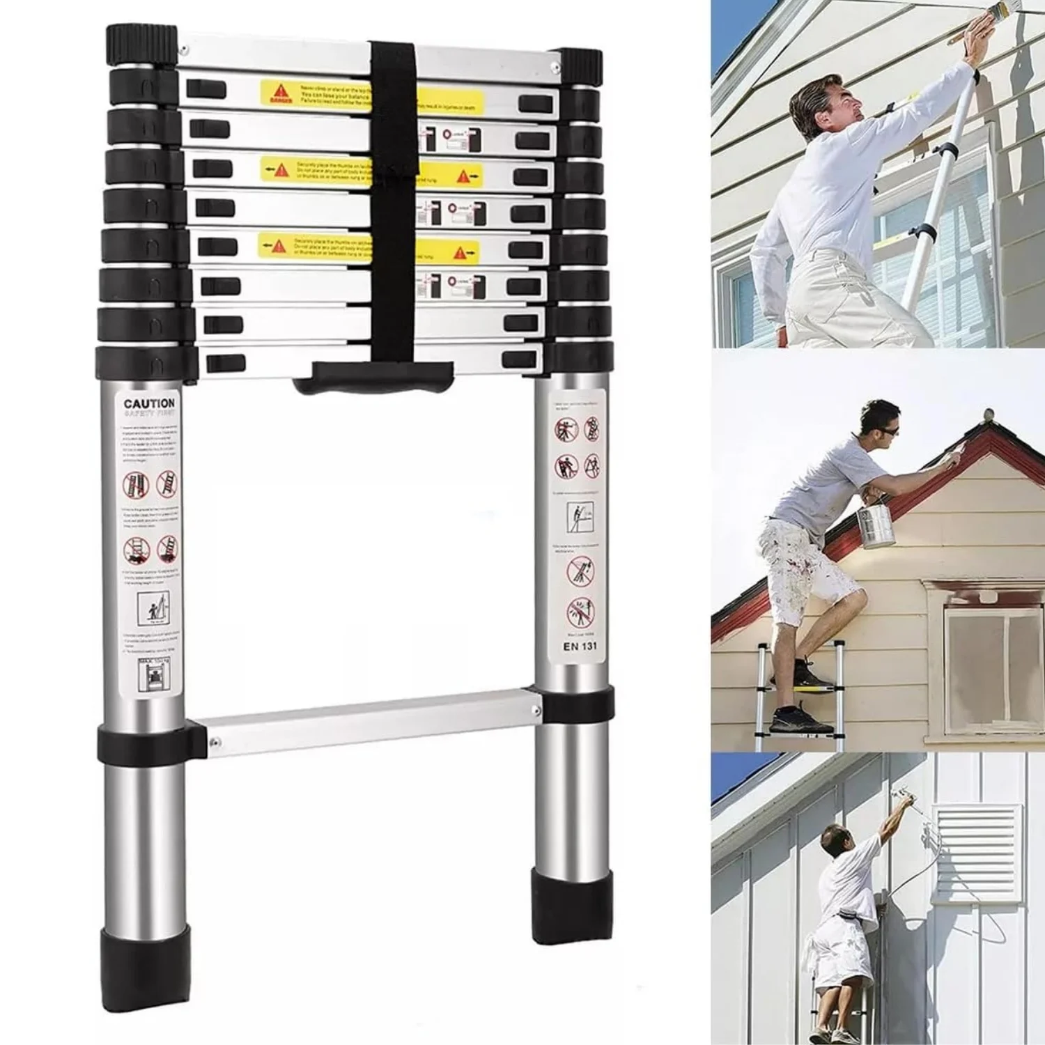 2.6 m Height Telescopic Ladder Folding Ladder Lightweight Collapsible Ladder Multifunctional Portable Telescopic Ladder