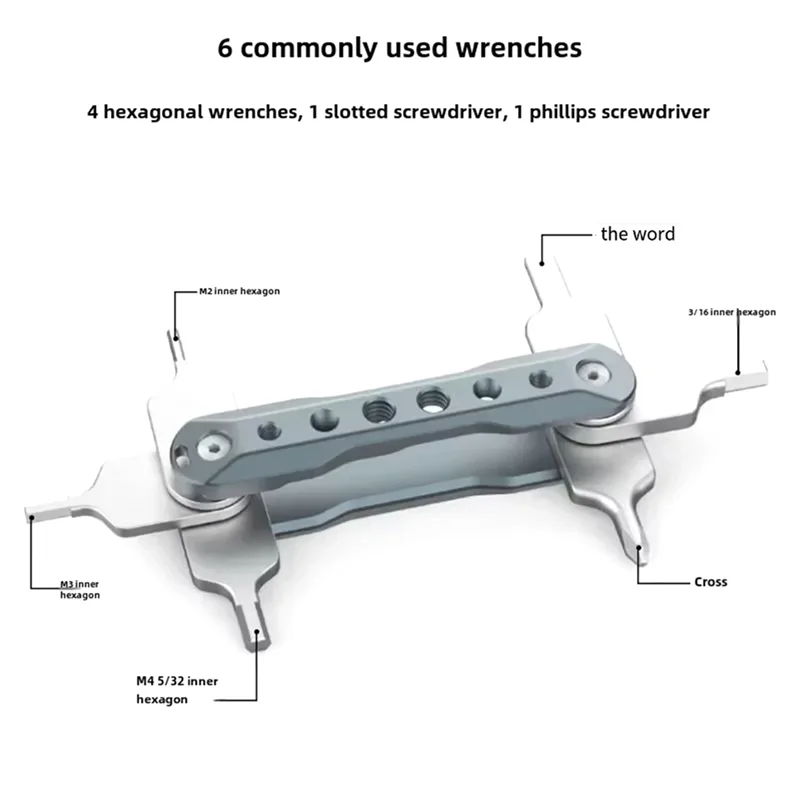 AA60-2X universal dslr câmera rig conjunto de ferramentas dobráveis com chaves de fenda e chaves sextavadas conjunto de ferramentas com seis ferramentas funcionais