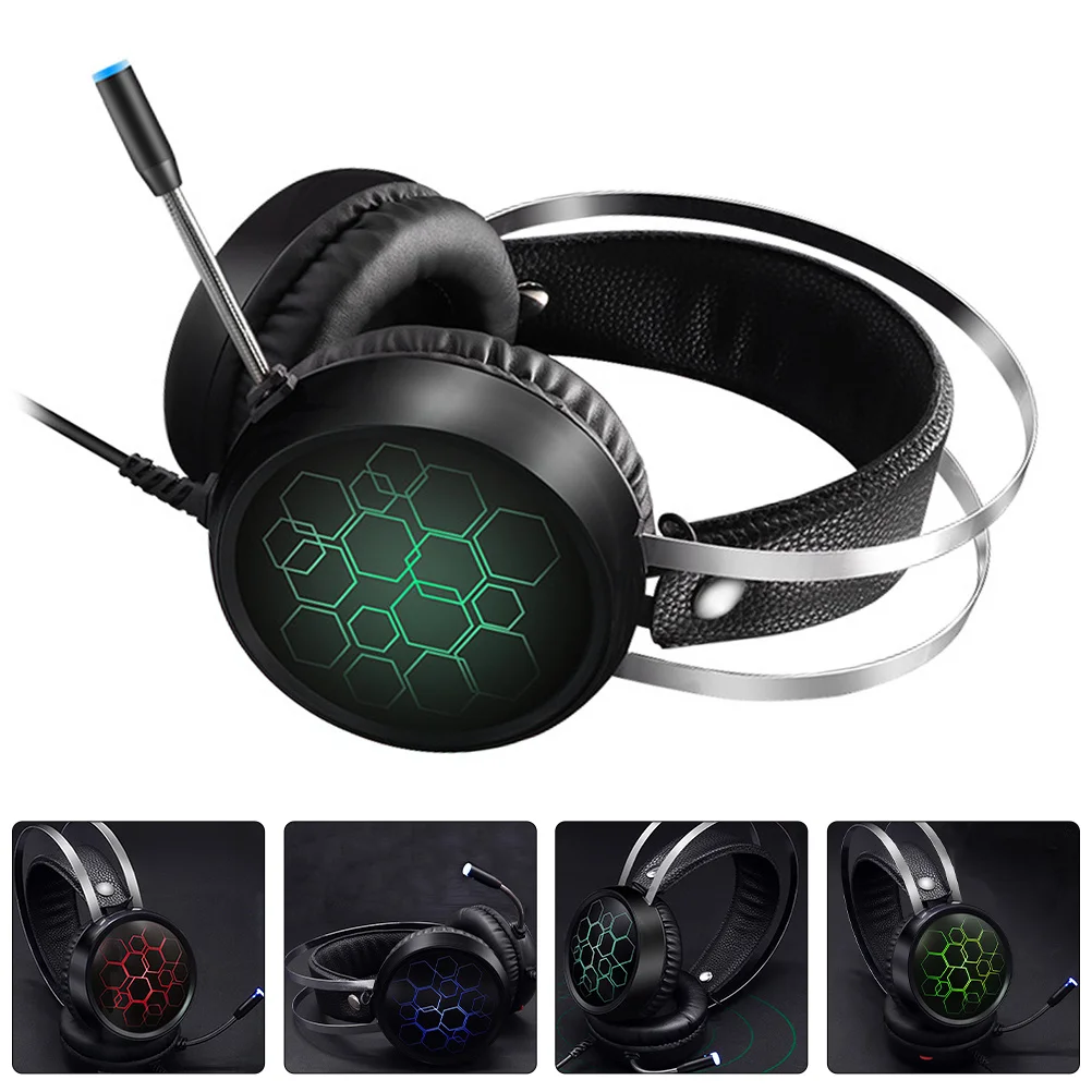 

Gaming Headset Wired Over Ear Computer Headphone With Mic Rgb Lighting Noise Reducing Surround Sound For Pc Laptop