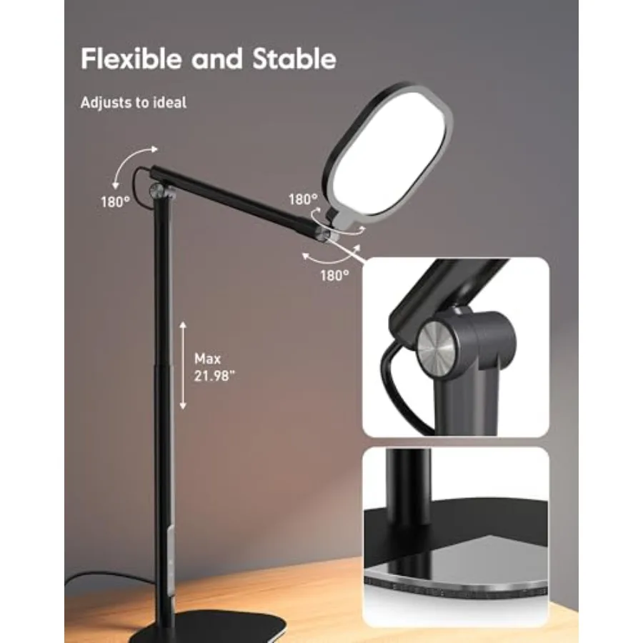 مصابيح مكتب Led للمكتب المنزلي مع قاعدة مصباح مكتبي طويل القامة مع 50 وضع إضاءة وذاكرة ومؤقت وظيفة ضوء الكمبيوتر المرن أ