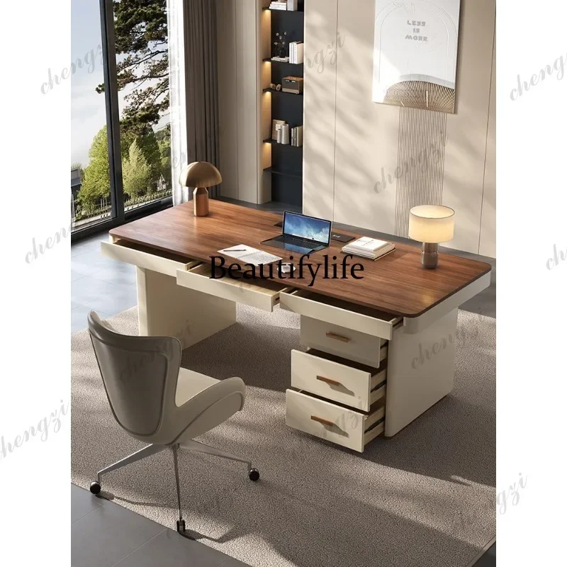 K153 Cream-style solid wood desk, customer service study, beauty salon, medical aesthetics, vintage consultation desk, French st