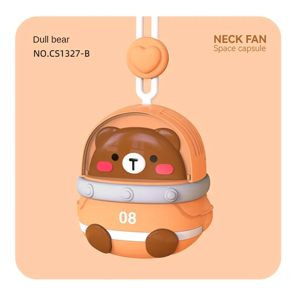 พัดลมแขวนคอสบาย USB Leafless ยางนุ่มเชือกเส้นเล็กปลั๊กและชาร์จพื้นที่รูปทรงแคปซูลเครื่องใช้ในครัวเรือนพัดลมขนาดเล็ก