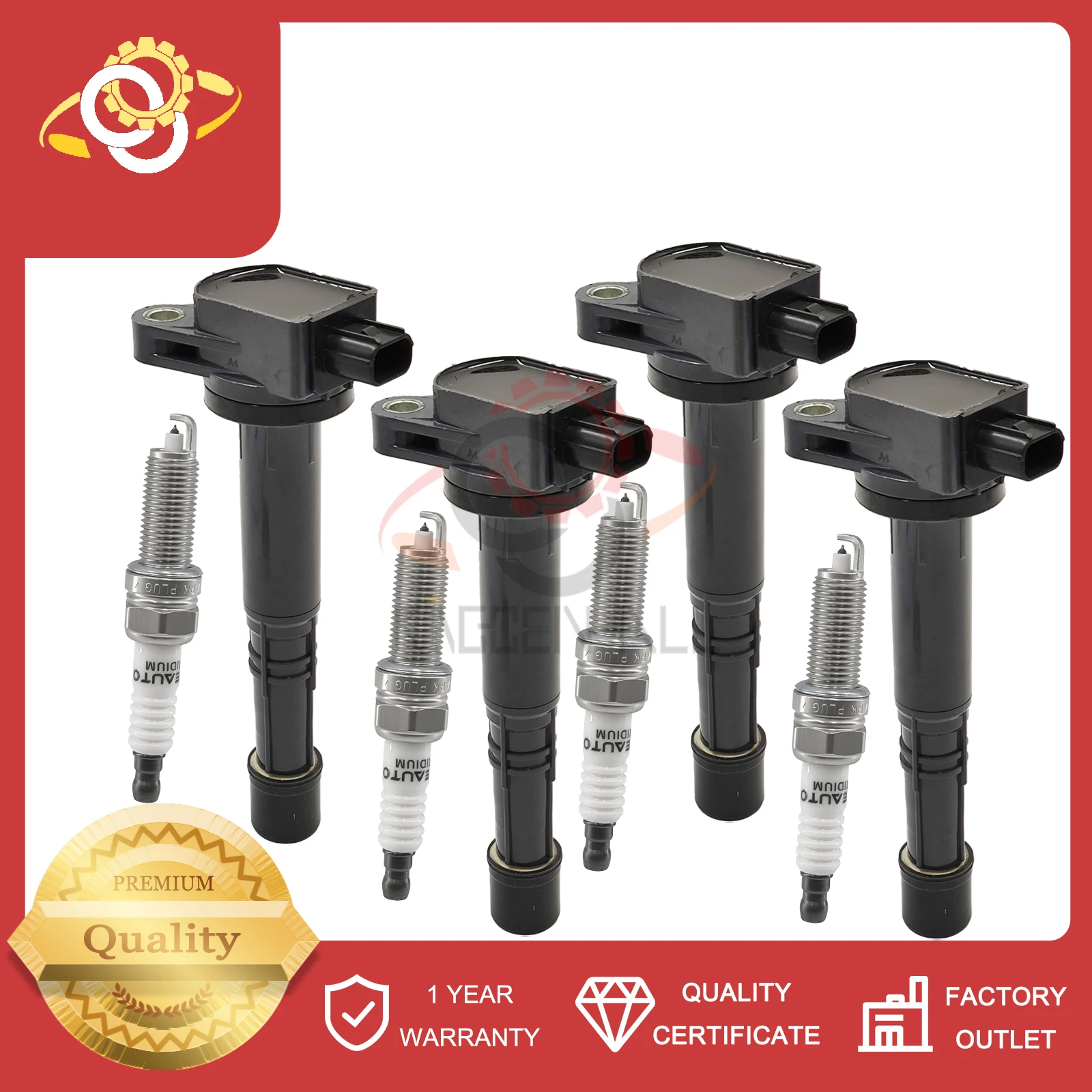 30520-R40-007 4pcs Engine Tune Up Kit Coil Spark Plug 12290R1AA01 Compatible With Honda 2.4L CR-V Accord Civic Auto Replace Part