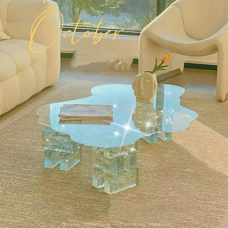 Transparent Space Saving Coffee Table Coffee Table Plastic Acrylic Side Table Aesthetic Kaffee Tische Chinese Style Furniture