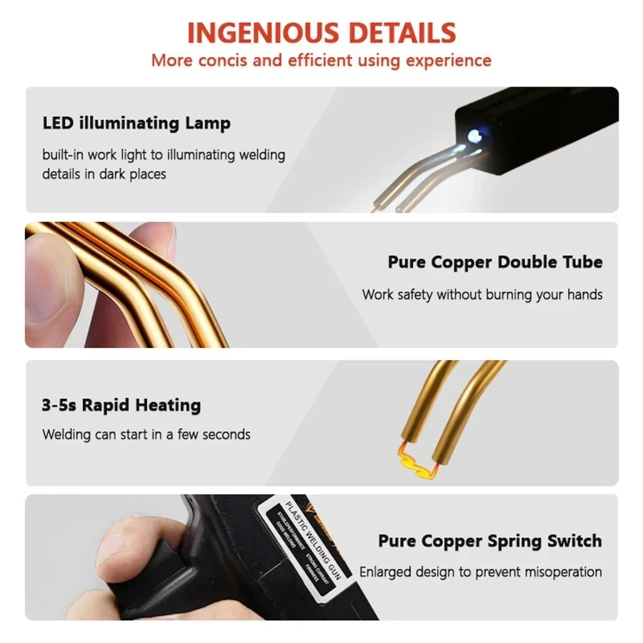 Plastic welding machine with hot wire grappler, Parachassis repair kit, Plastic repair welding tool, Car parachoix welding gun