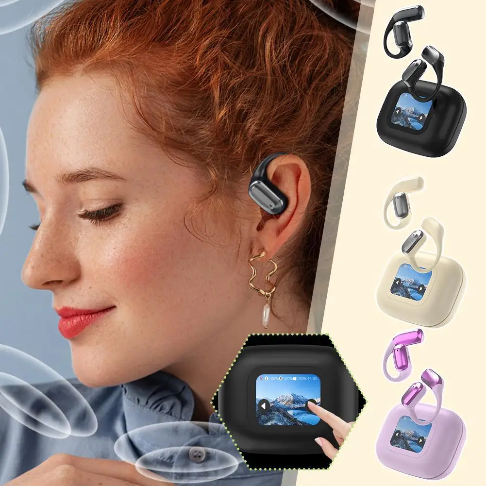 1pcs Touchscreen Bluetooth Translator Earbuds Smart Translation Headphone with Noise Reduction Colorful Touch Screen