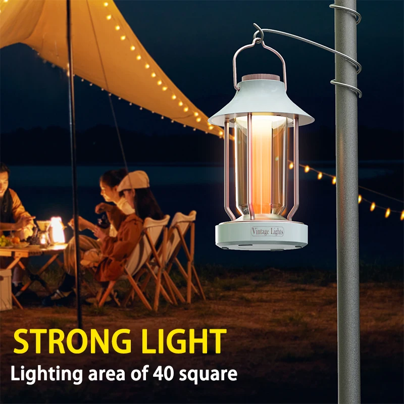 Portable LED Camping Lantern Rechargeable 10000 mAh Power Bank Waterproof Lantern Lighting Tent Light for Emergency Power Outage