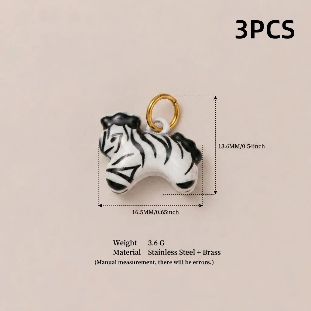 3 Stück einfache und beliebte neue Tier-Serie Anhänger mit Pony, Löwe, Hund, Giraffe zum Selbermachen für Schmuck. – Detail 3