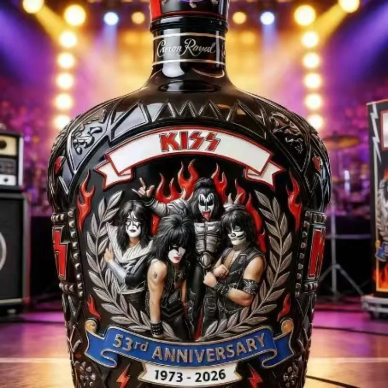 Collectible KISS Band Style Whiskey Decanter, Vintage Rock Music Themed Liquor Bottle for Man Cave & Fan Gifts