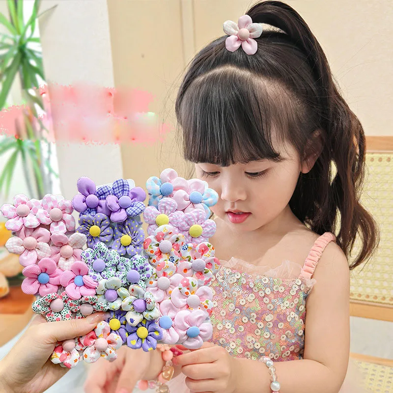 10pcs Cute Flower Hair Ropes Children Sweet Rubber Band Hair Ring Little Girl Hair Band Ponytail Holders Hair Accessories