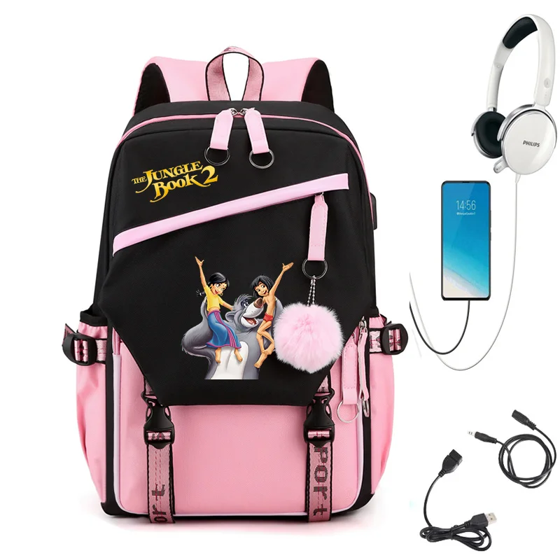 

Disney The Jungle Book Backpack for Girls Boys Teenager Children Rucksack Men Women Casual School Bags USB Charging Backpacks