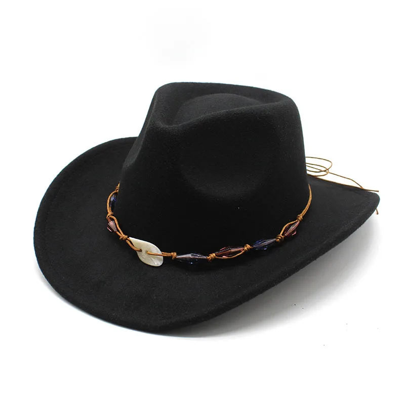 Sombrero Fedora de lana de mezclilla occidental para hombres y mujeres, sombrero de pastizales Retro, fieltro cruzado, otoño e invierno, nuevo