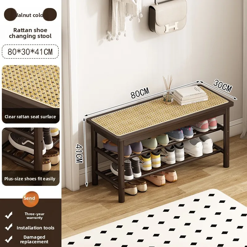 Stable Shoe change stool door household entry rattan can be sat and stored shoe cabinet stool