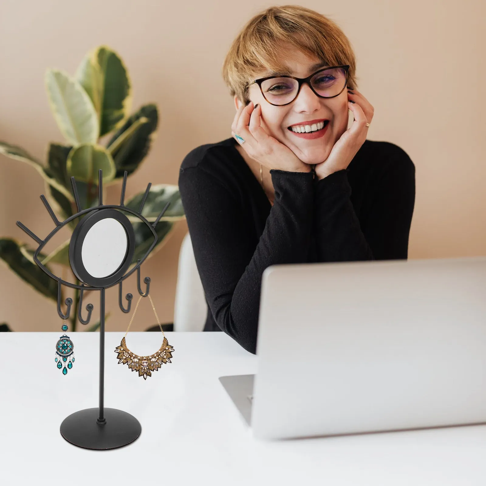 

1 шт. Премиум-подставка для ювелирных изделий из железа: держатель для серег, подставка для ожерелий, органайзер для браслетов, хранение аксессуаров для прилавка/витрины