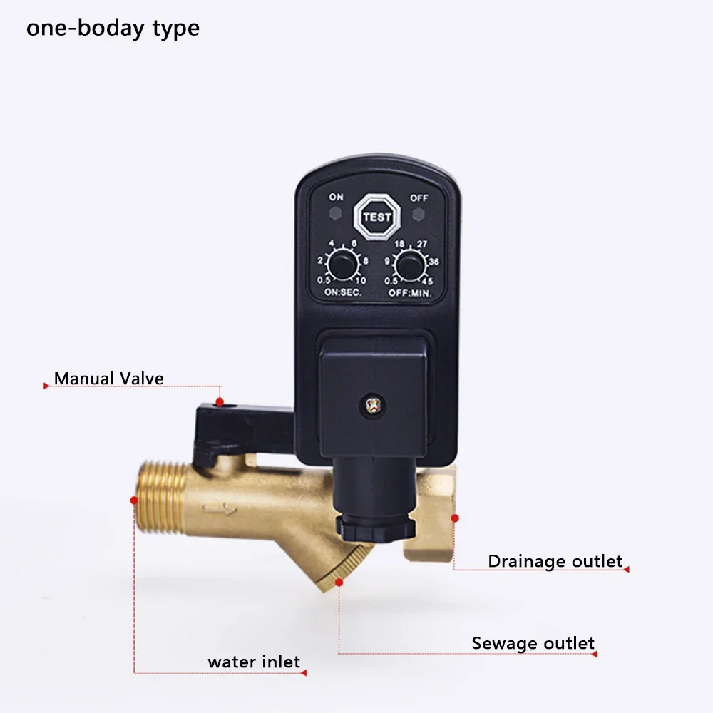 Válvula de drenagem automática, compressor de ar, válvula solenoide, 1/2 polegadas, dn15 ac 220v