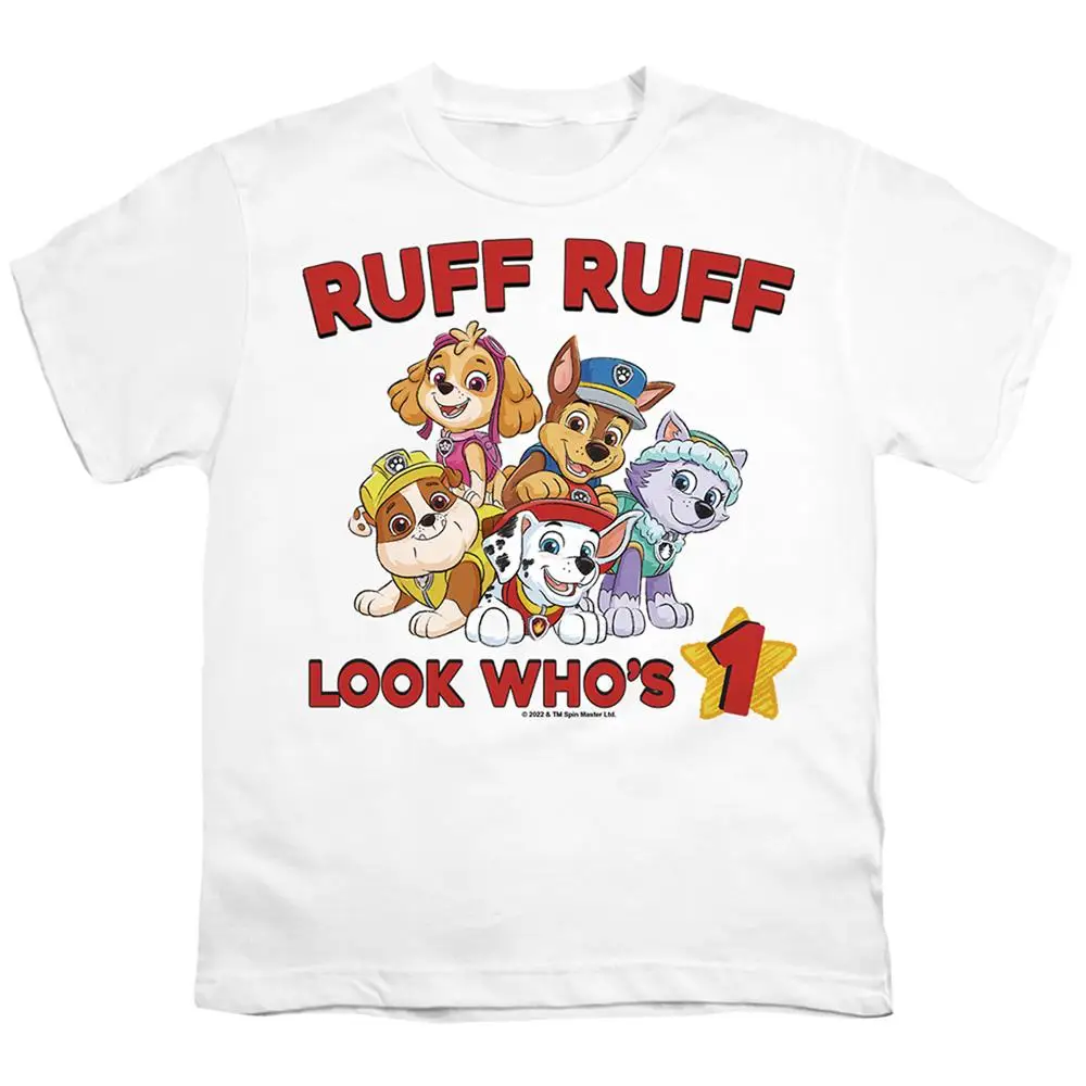 PAW Patrol 1st Birthday Kids T‑Shirt Ruff Ruff Look Who's 1 Cartoon Short Sleeve Party Tee For Boys Girls
