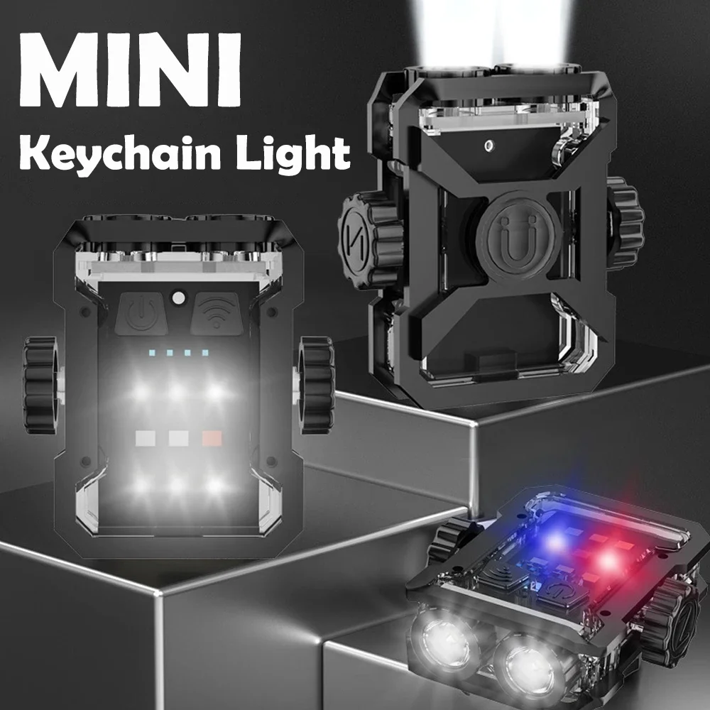 Mini Keychain Light Rotating Gyroscope Super Bright Flashlight Lightweight Portable Torch Outdoor Emergency Magnetic Work Lamp