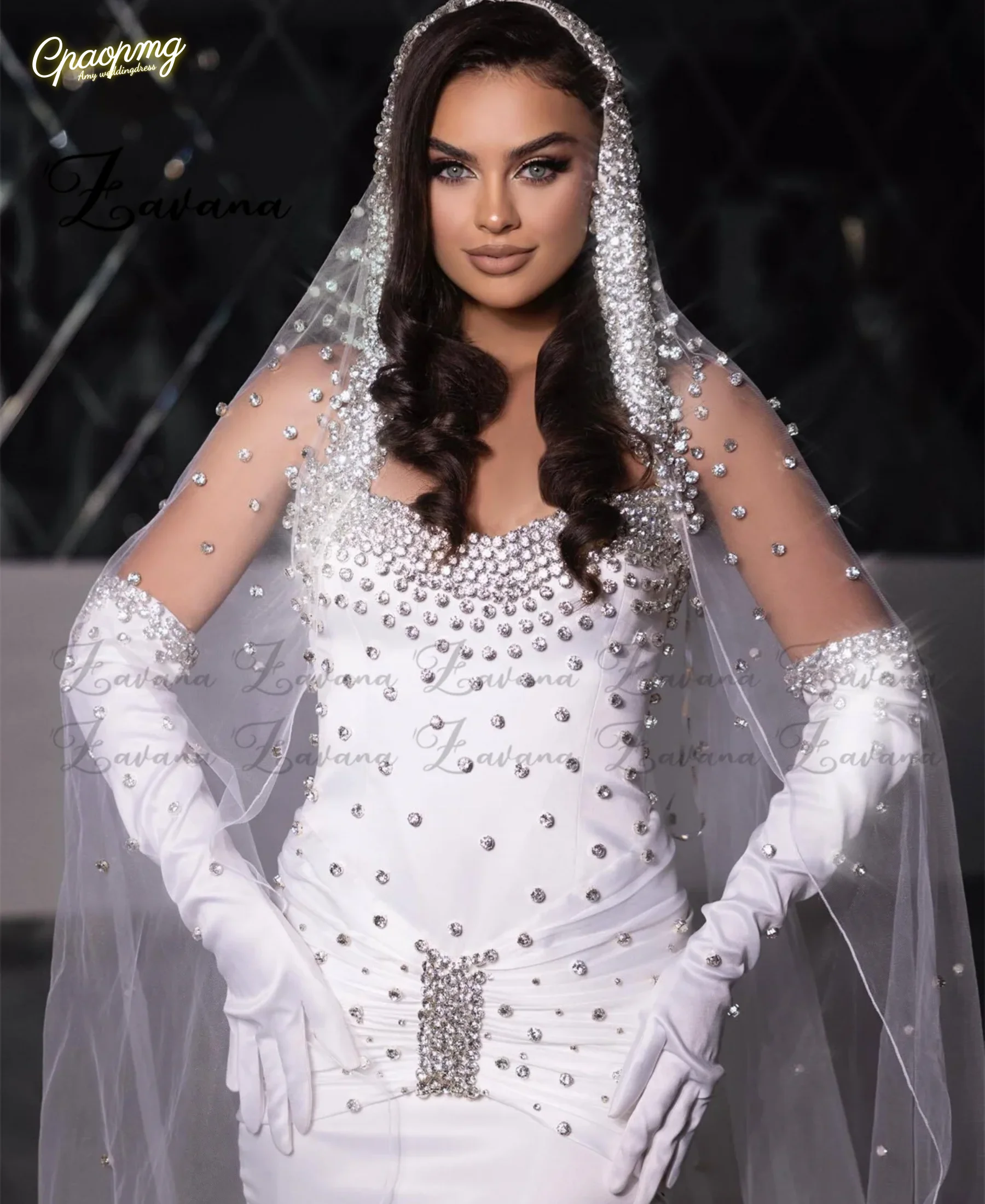 Aangepaste luxe zeemeermin avondjurk voor vrouwen strapless strass plooi satijnen verlovingsjurk vestidos de festa