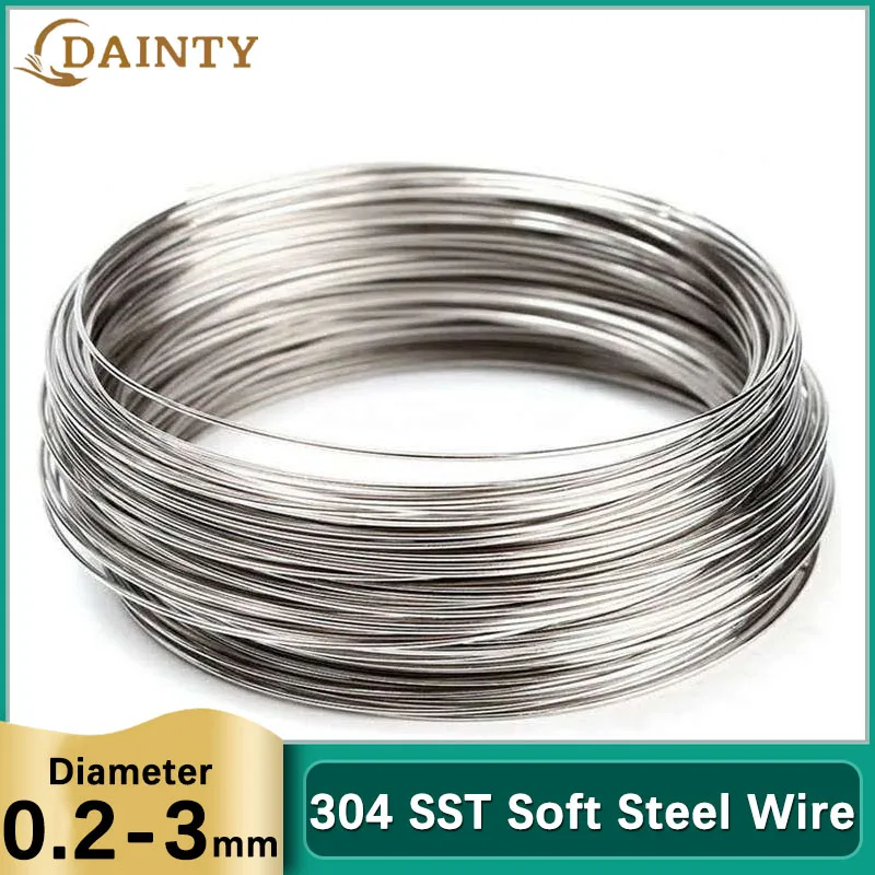 304 Stainless Steel Wire Soft Steel Wire 0.2/0.3/0.4/0.5/0.6 0.8/0.9/1.0/1.2/1.5/2.0/2.5/3.0mm Single Strand Round Bright Silk