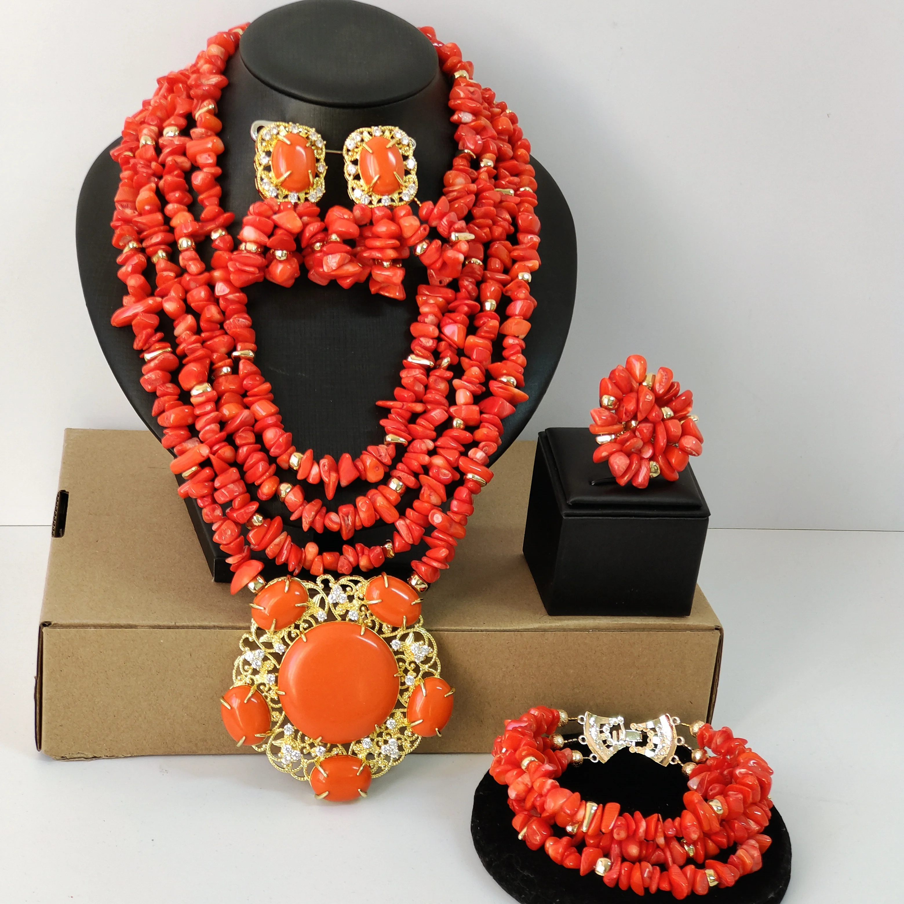original orange coral jewelry african beads for traditional marriage nigeria