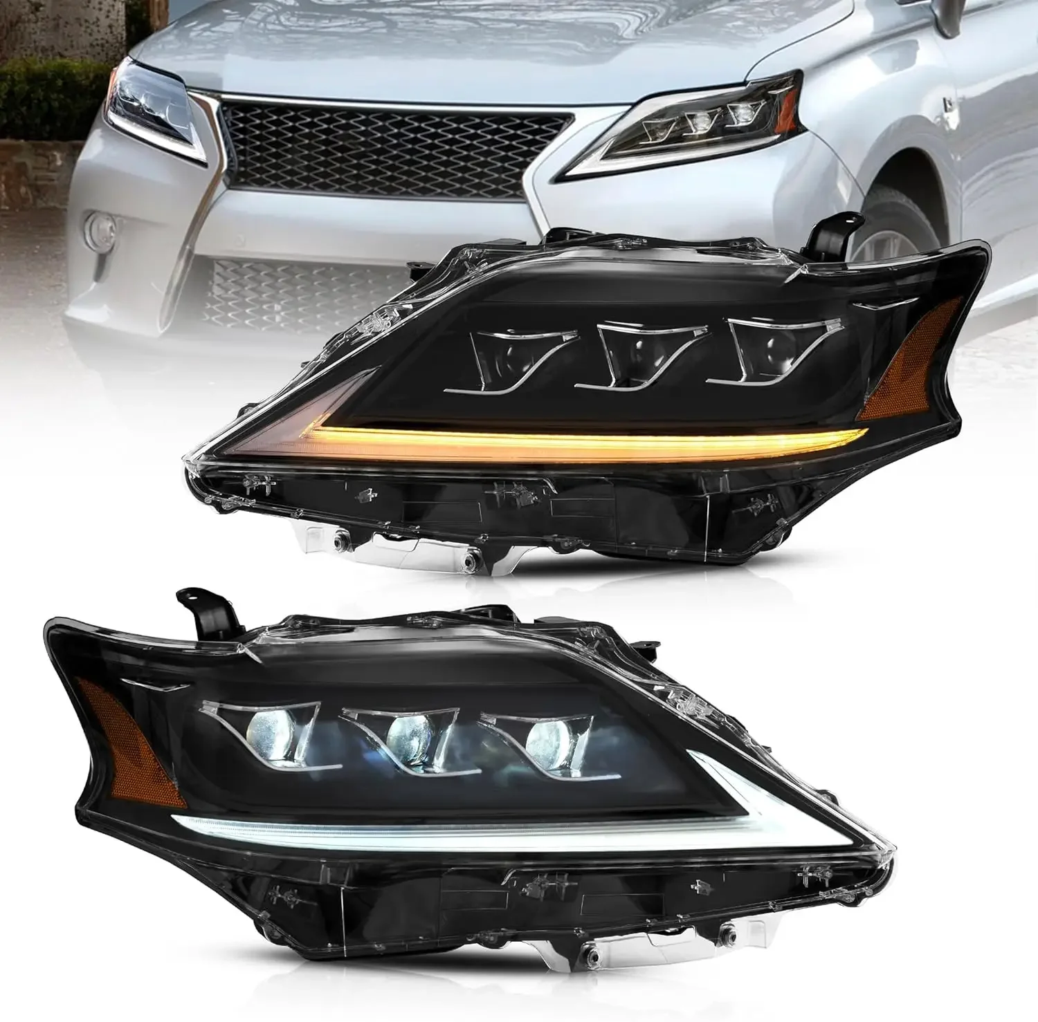 

Led Headlights Compatible with Lexus RX270/ RX300 2013-2015, RX350 2014-2015 Third Generation (AL10) w/Amber Reflector w/S