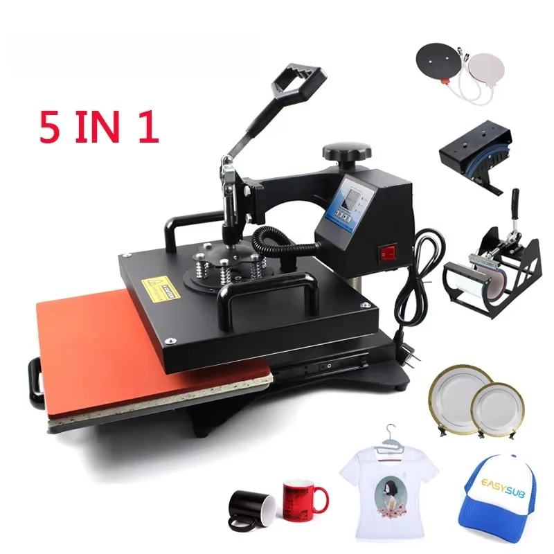 Easysub multifunctional combination plate heating of sublimation transfer machine on clothes cup plate 5 in 1 hot press