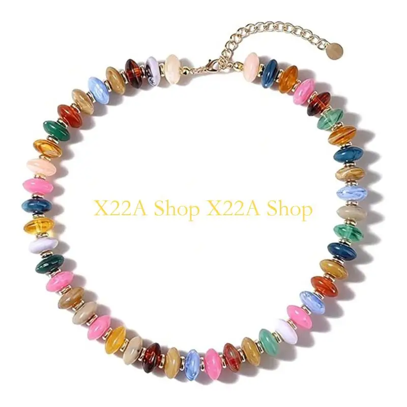 

Unique Trendy Rainbow Resin Bead Necklace Handmade Statement Pieces For Parties