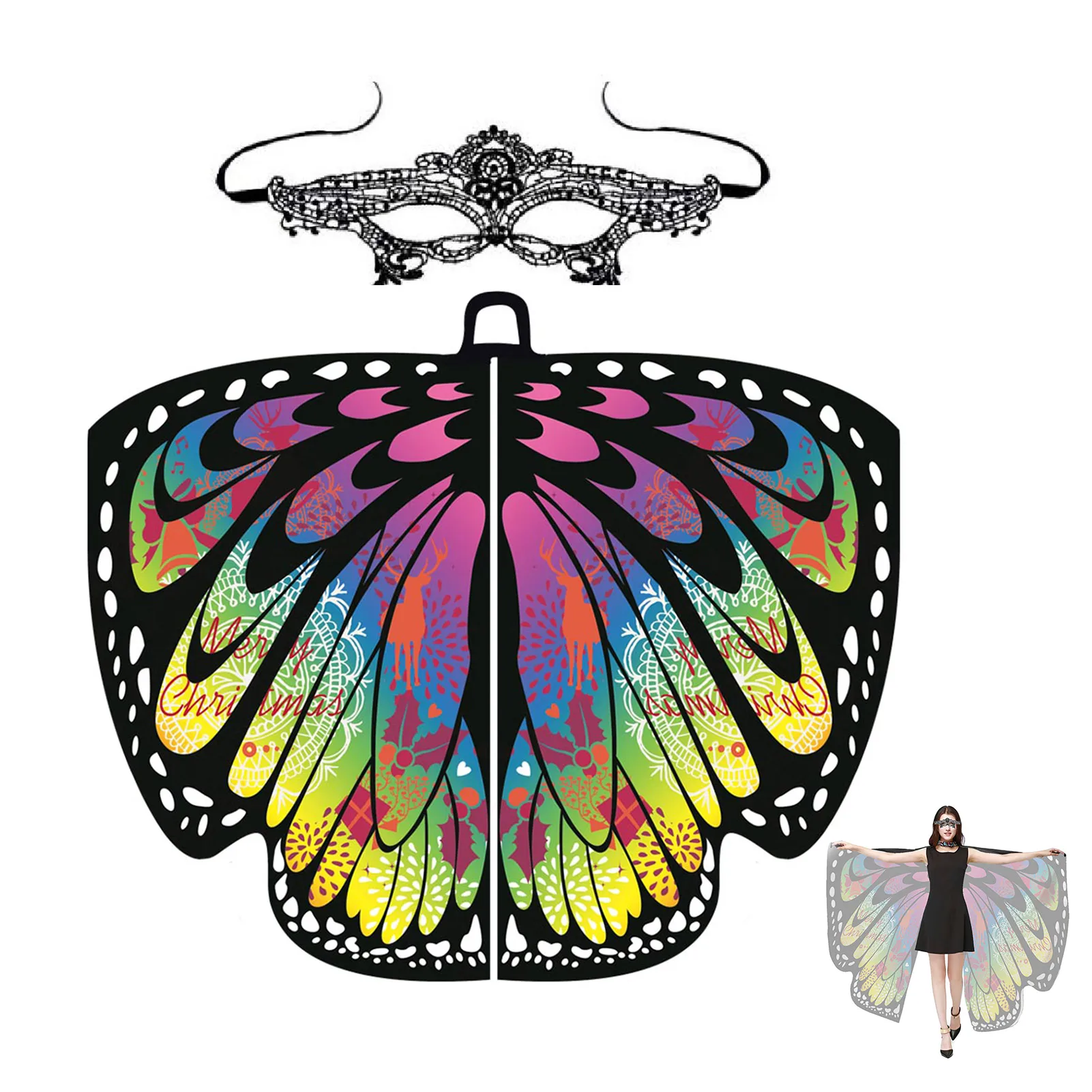 Butterfly Wings Shawl Women's Butterfly Cape Nymph Pixi e Costume Wings Carnival Performance Clothing Masquerade Cosplay Shawl