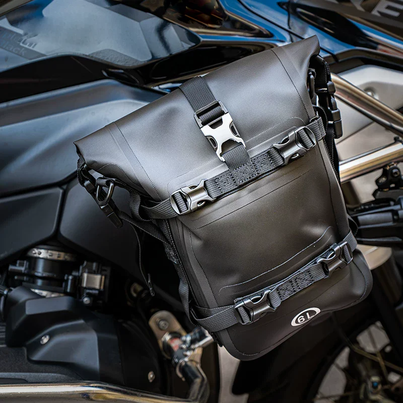 Motorcycle handguard bag, waterproof side oil bag, 6-liter universal side bag, TUP material, motorcycle travel equipment